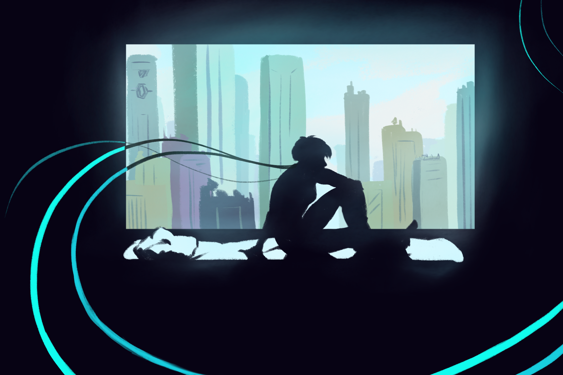 Illustration of a Scene in Ghost in The Shell by Ivette Schmidt